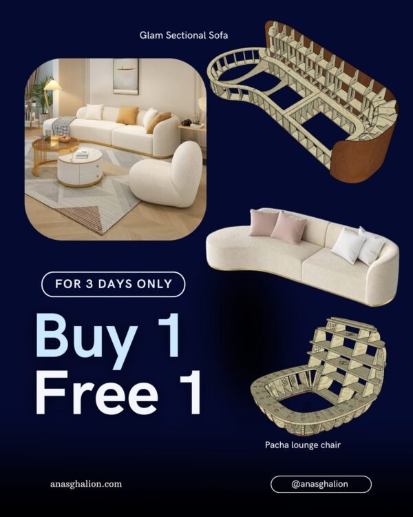 Glam Sectional Sofa  + Pacha Chair Free