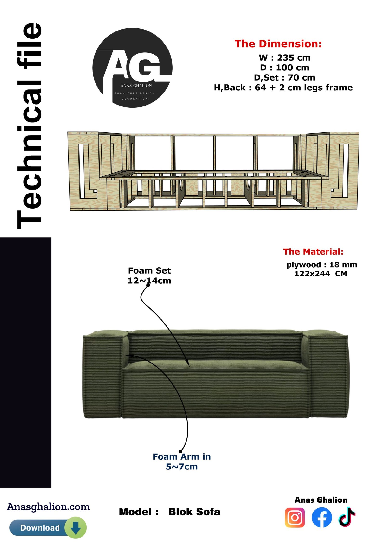 Blok sofa -3 & 2 + Armchair - Image 8