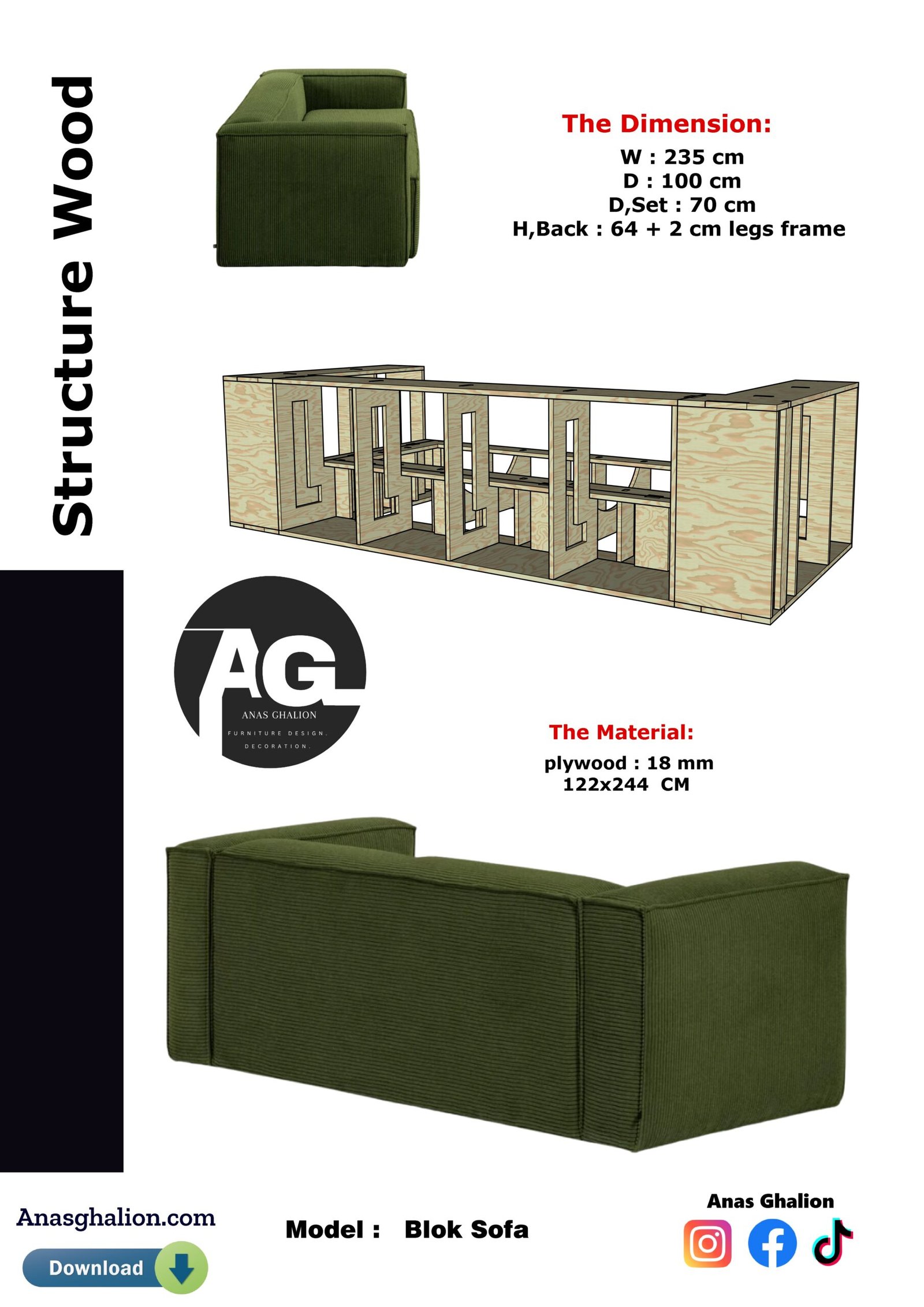 Blok sofa -3 & 2 + Armchair - Image 9